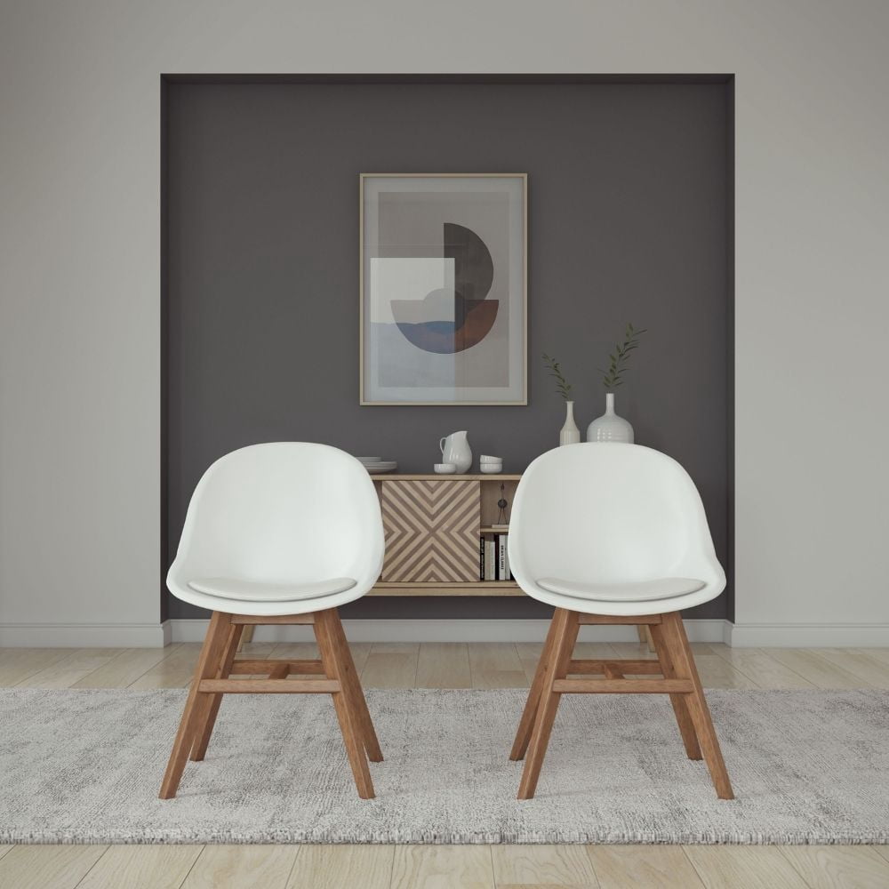 Midtown Concept Barrow 4-Piece Indoor Chair Set | Eucalyptus Wood | Ideal for Indoors