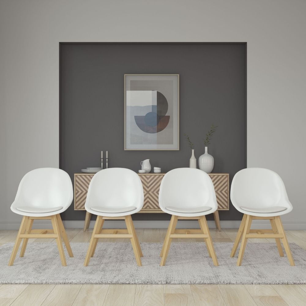 Midtown Concept Barrow 4-Piece Indoor Chair Set | Eucalyptus Wood | Ideal for Indoors