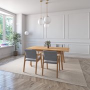 Midtown Concept Eindhoven 5-Piece Oak Extendable Dining Set With Upholstered Chairs, Light Grey