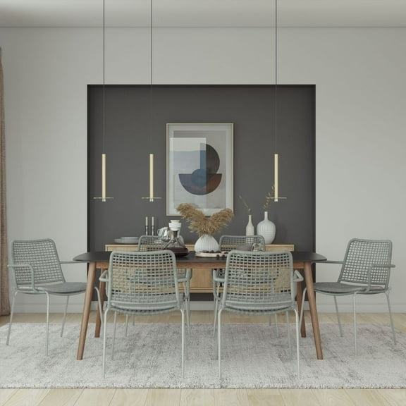 Midtown Concept Ghiardo 7-Piece Indoor Rectangular Dining Table Set | Eucalyptus Wood | Ideal for Indoors, Black