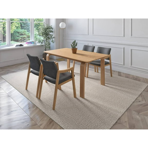 Midtown Concept Tampere 5-Piece Oak Dining Set With Upholstered Chairs, Dark Grey
