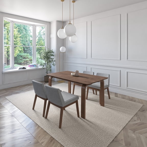 Midtown Concept Tampere 5-Piece Oak Dining Set With Upholstered Chairs, Dark Grey