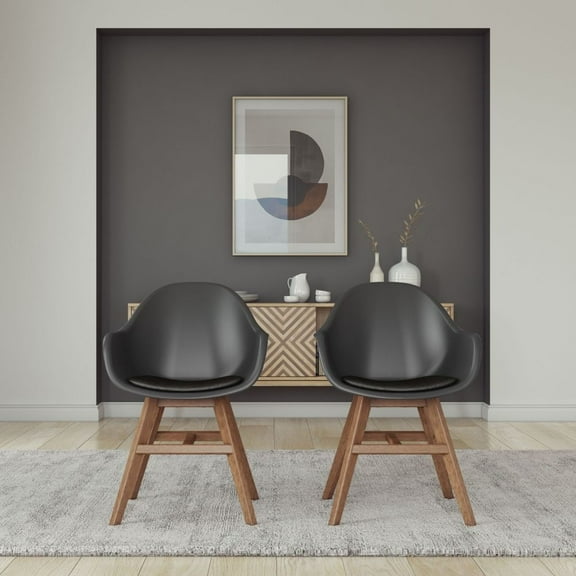 Midtown Concept Vetto 2-Piece Indoor Chair Set | Eucalyptus Wood | Ideal for Indoors, Black Cushions