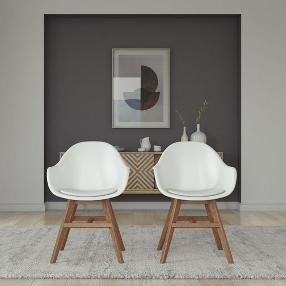 Midtown Concept Vetto 2-Piece Indoor Chair Set | Eucalyptus Wood | Ideal for Indoors, White Cushions