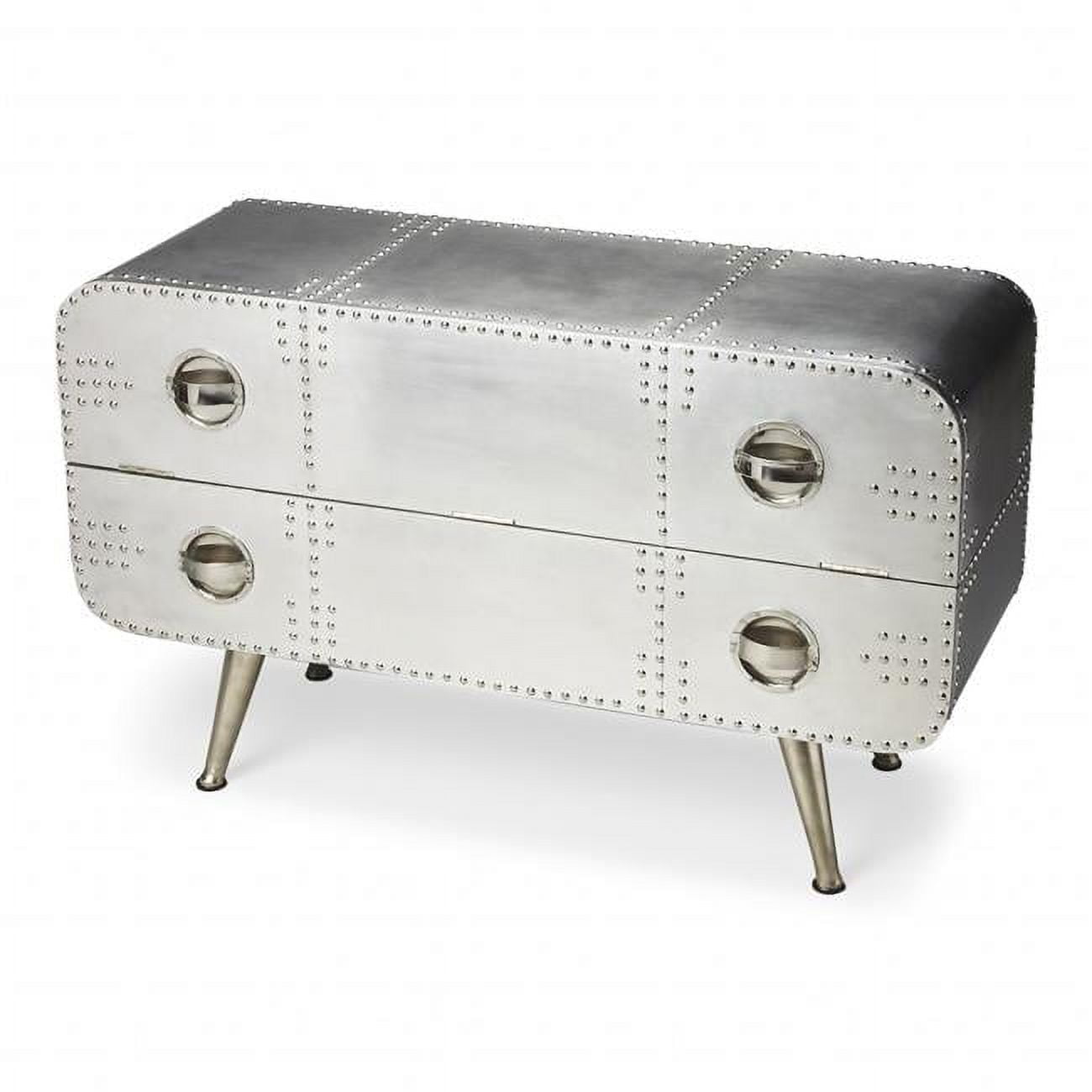 Midway Aviator 43" Silver Metal Console Chest with Tapered Legs
