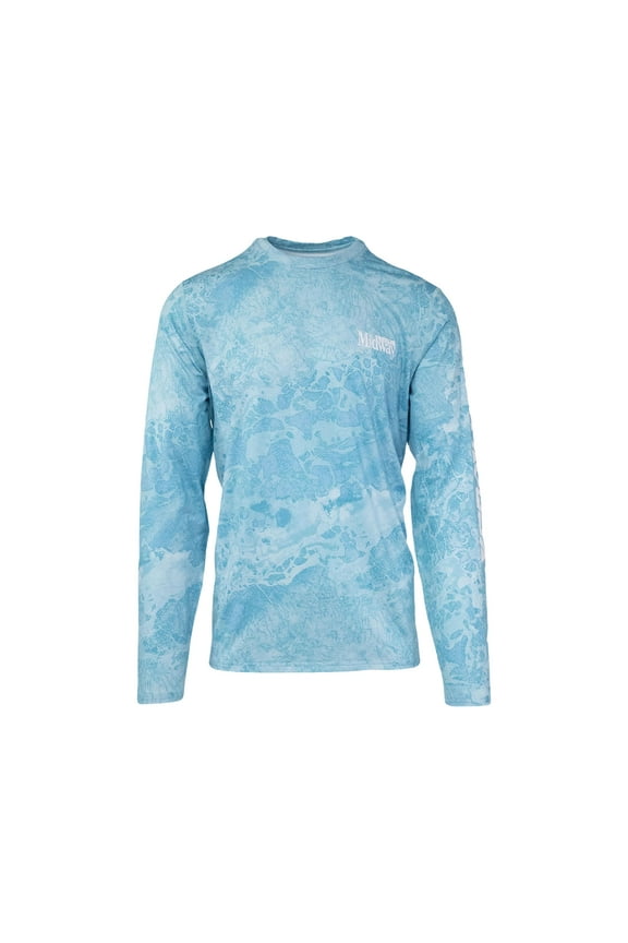 Men's Ambush Fishing Long Sleeve Crew Neck T Shirt Realtree WAV3 Light Blue 2XL Tall