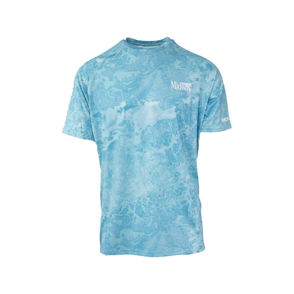 MidwayUSA Men's Ambush Fishing Short Sleeve Crew Neck T Shirt Realtree WAV3 Light Blue 3XL