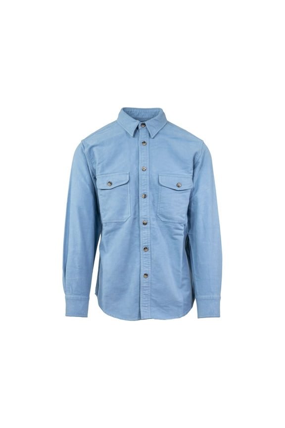 Men's Heavyweight Chamois Long Sleeve Shirt Light Blue 3XL