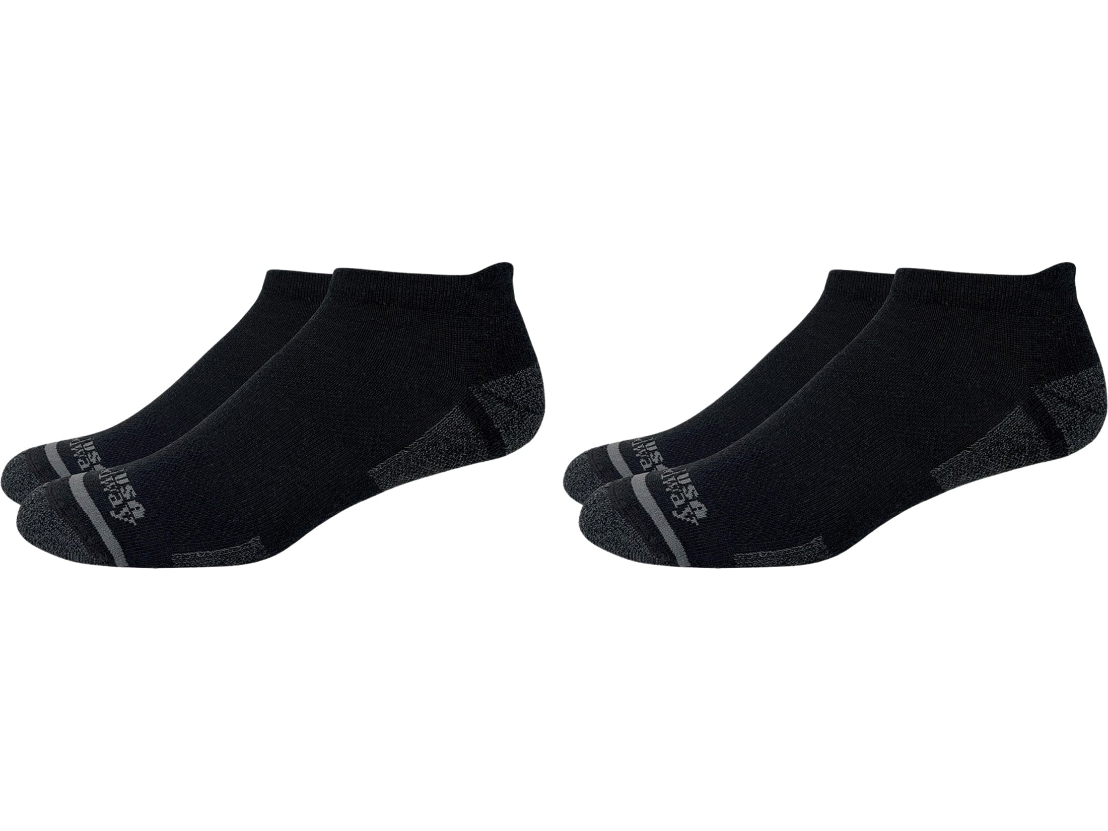 MidwayUSA Men's Lightweight Ankle Socks Merino Wool Black/Gray Large 2 Pairs