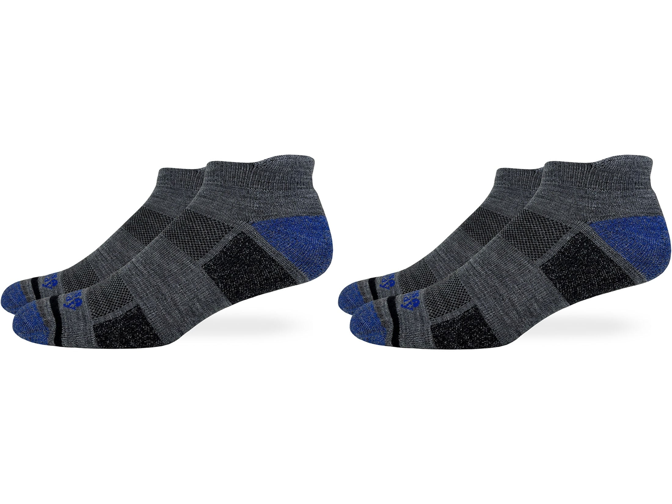 MidwayUSA Men's Lightweight Ankle Socks Merino Wool Gray/Royal Large 2 Pairs