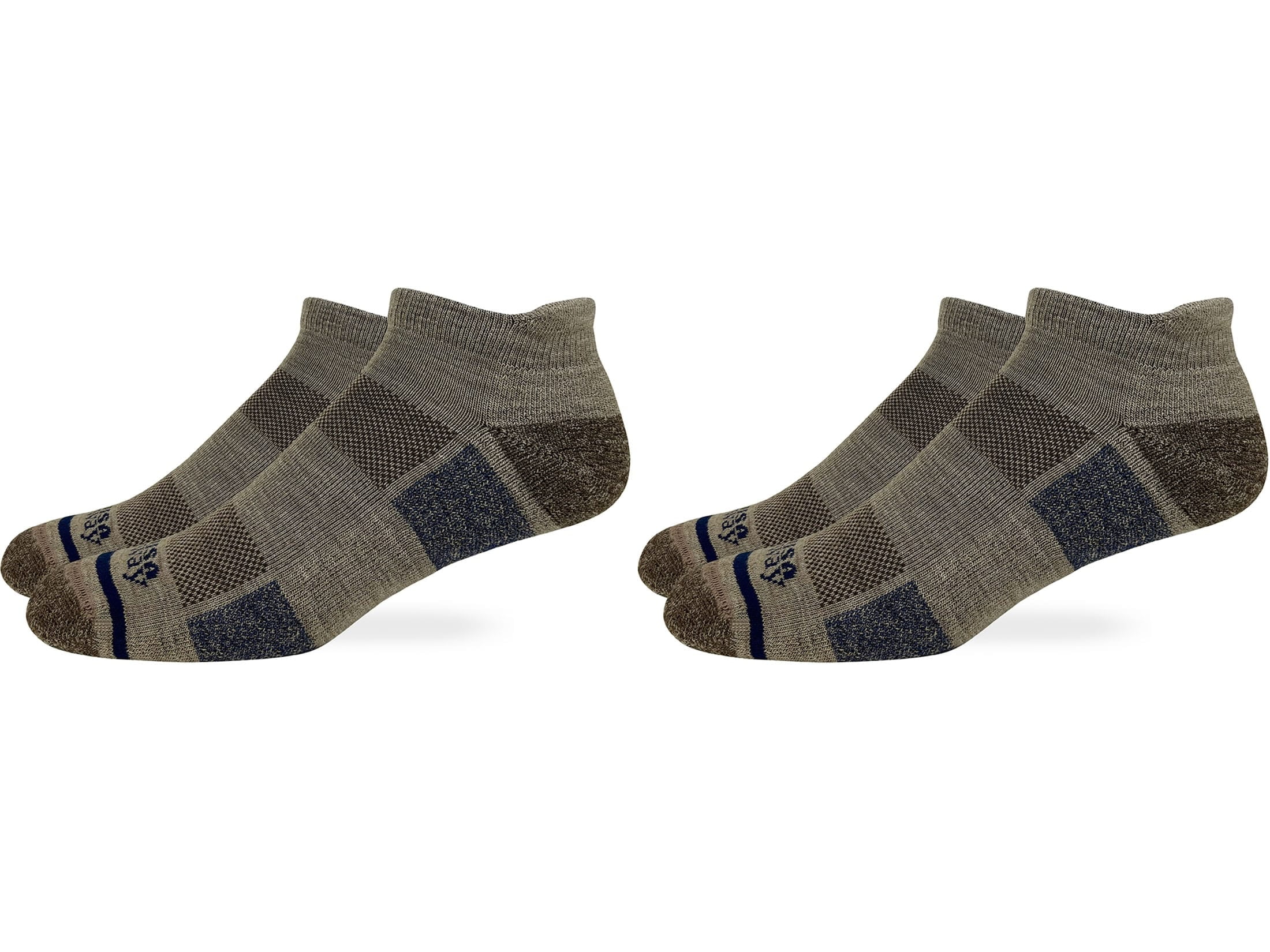 MidwayUSA Men's Lightweight Ankle Socks Merino Wool Khaki/Brown Large 2 Pairs
