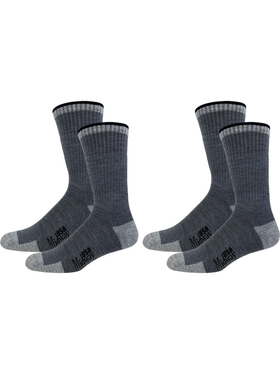 Men's Lightweight Crew Hunting Socks Merino Wool Carbon Gray Large (9-12) 2 Pairs