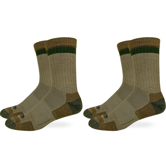 MidwayUSA Men's Lightweight Low Crew Hiking Socks Merino Wool Taupe/Coyote Large 2 Pairs