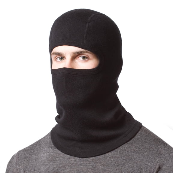 100% Merino Wool Balaclava - Winter Ski Mask - Face Mask - Cold Weather Gear - Black - One Size