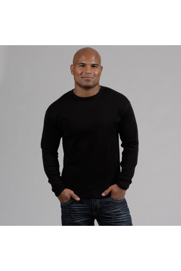 100% Merino Wool - Men's Midweight Long Sleeve Crew Shirt - Thermal Base Layer - Big and Tall Options - NO Itch Renewable Fabric - Black - Medium Tall