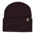 thumbnail image 1 of 100% Merino Wool - Midweight Everyday Knit Cuff Beanie - Warm Winter Hat - Dark Brown, 1 of 4