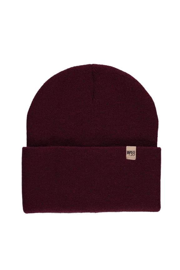 100% Merino Wool - Midweight Everyday Knit Cuff Beanie - Warm Winter Hat - Burgundy