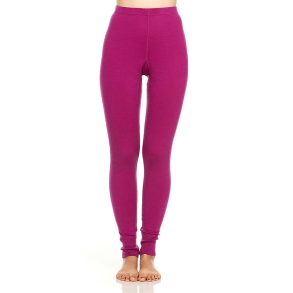 Merino Wool Women's Midweight Base Layer Bottoms - Thermal Underwear - No Itch Renewable Fabric - Radiant Violet - Small