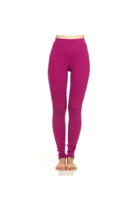 Merino Wool Women's Midweight Base Layer Bottoms - Thermal Underwear - No Itch Renewable Fabric - Radiant Violet - Small