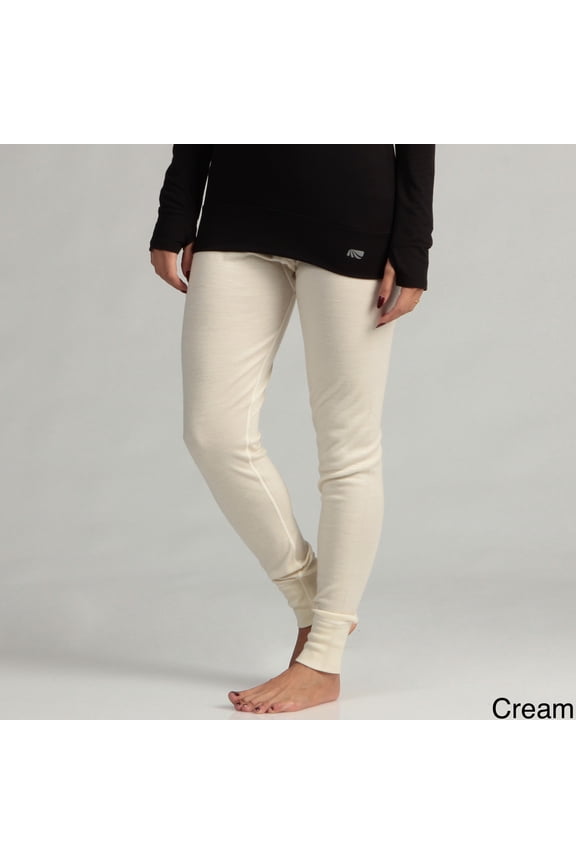 Merino Wool Women's Midweight Base Layer Bottoms - Thermal Underwear - No Itch Renewable Fabric - Natural Cream - X-Large