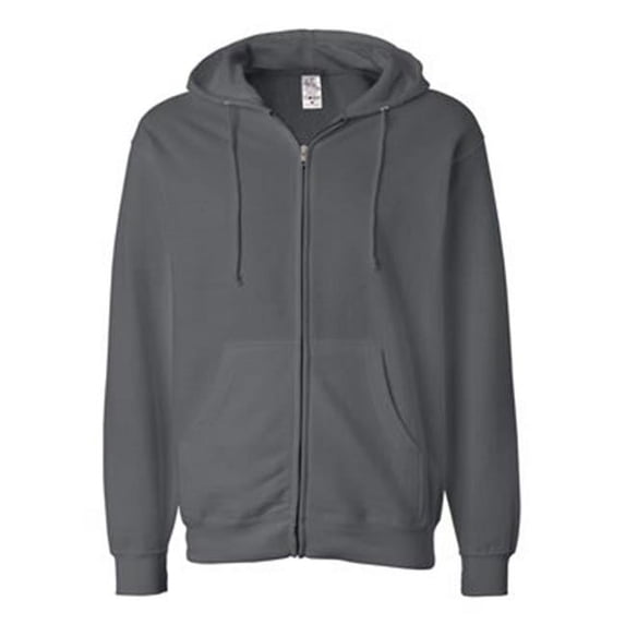 Midweight Full-Zip Hooded Sweatshirt, Charcoal - Large