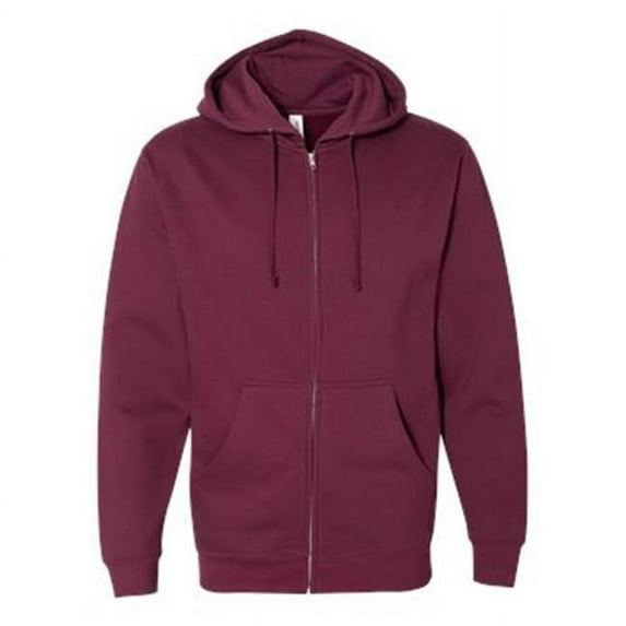 Midweight Full-Zip Hooded Sweatshirt, Maroon - 2XL