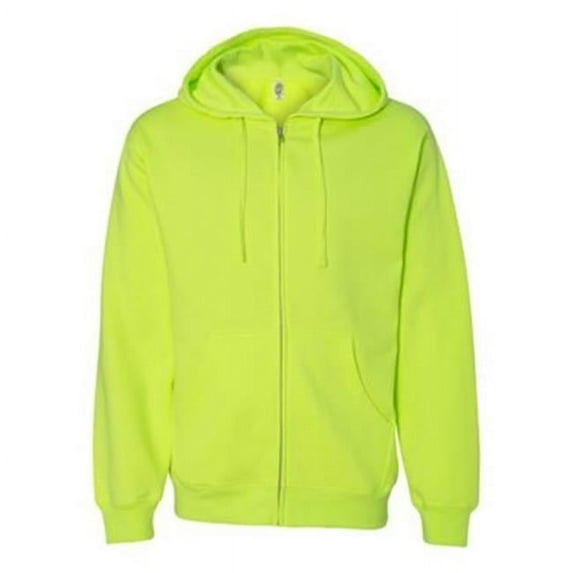 Midweight Full-Zip Hooded Sweatshirt, Safety Yellow - Medium