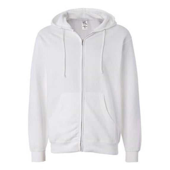 Midweight Full-Zip Hooded Sweatshirt, White - 2XL