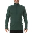 thumbnail image 1 of 100% Merino Wool - Men’s Midweight Quarter Zip - Warm Pullover - Midlayer - Forest Green - Large, 1 of 5