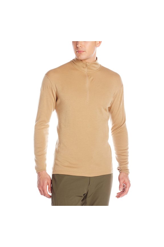 100% Merino Wool - Men’s Midweight Quarter Zip - Warm Pullover - Midlayer - Desert Sand - Medium