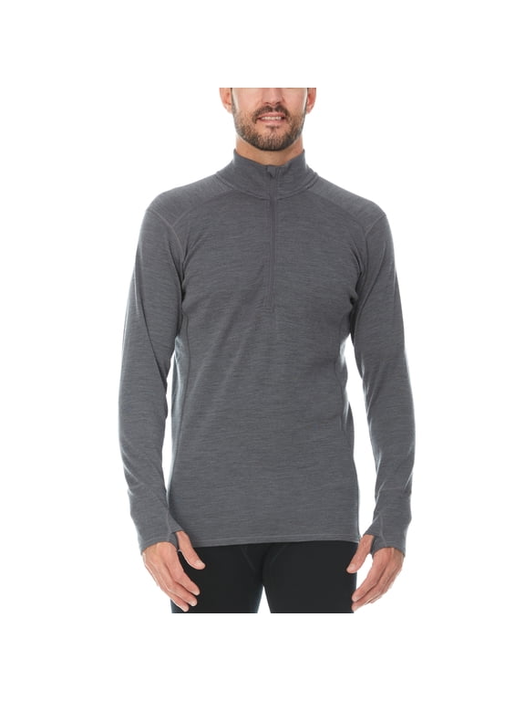 100% Merino Wool - Men’s Midweight Quarter Zip - Warm Pullover - Midlayer - Charcoal Gray - Small