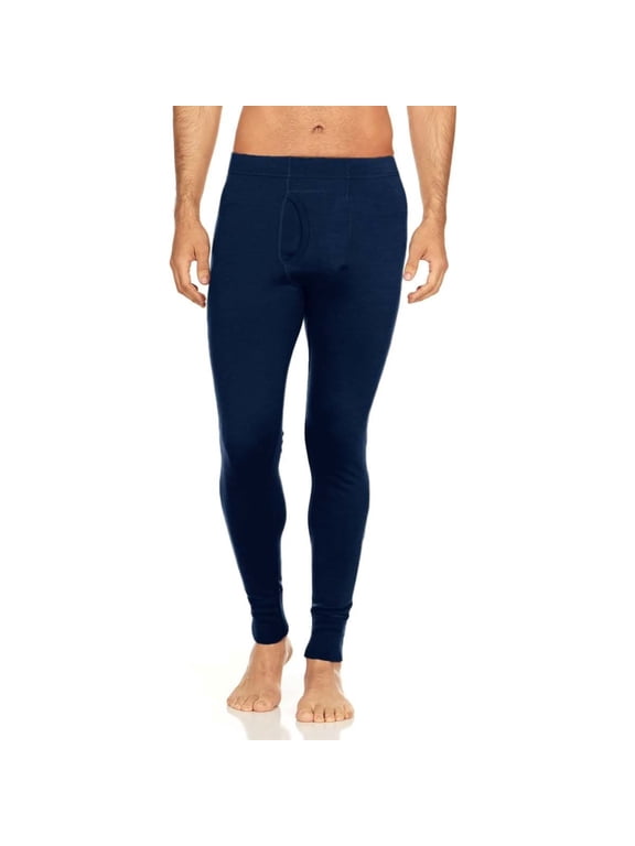 Men's Merino Wool Midweight Base Layer Pants - Thermal Bottoms - Navy - Large