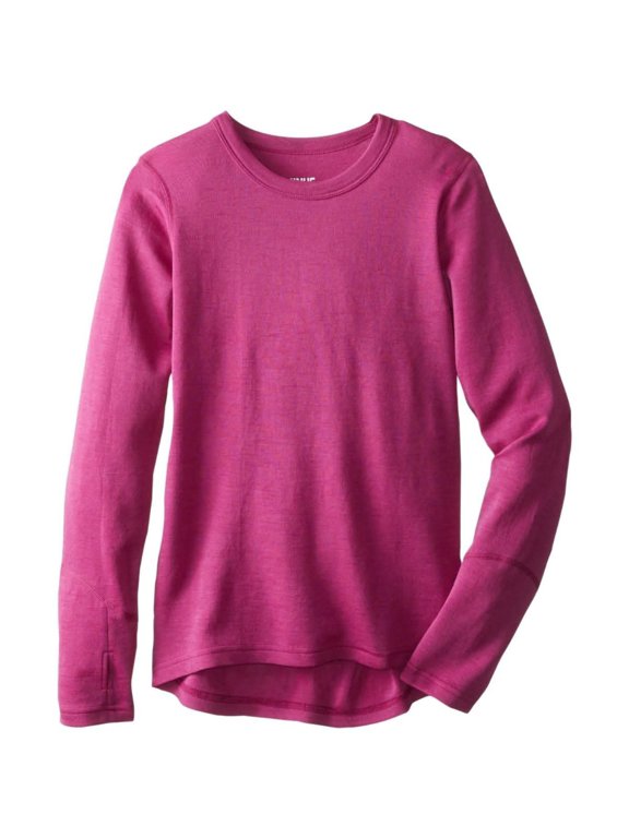 Midweight Kid's Wool Top Base Layer Crew - 100% Merino Wool