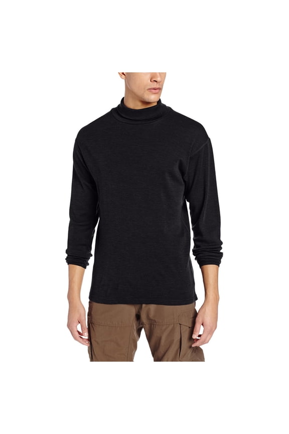 Men's Merino Wool Midweight Moisture Wicking Turtleneck - Black - X-Small