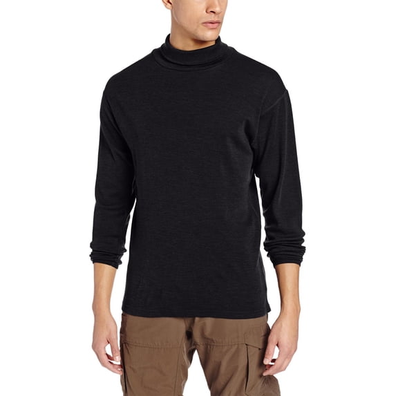 Men's Merino Wool Midweight Moisture Wicking Turtleneck - Black - X-Small
