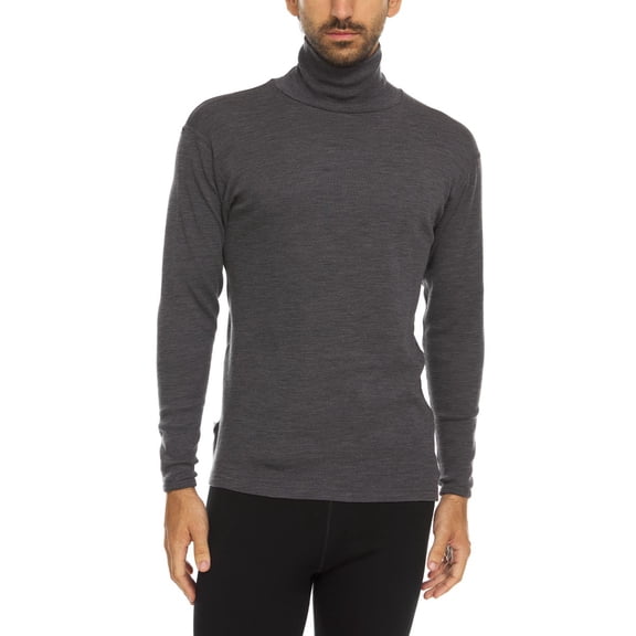 Men's Merino Wool Midweight Moisture Wicking Turtleneck - Charcoal Gray - Medium