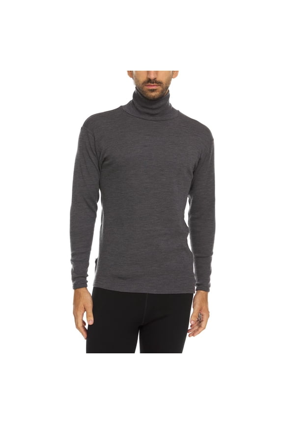 Men's Merino Wool Midweight Moisture Wicking Turtleneck - Charcoal Gray - X-Large