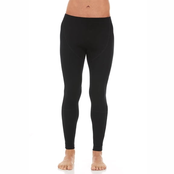 Men's Midweight Flyless Running Tights - 85% Merino Wool - Base Layer Bottoms - Black - X-Large