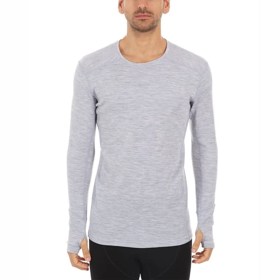 Men's Midweight Base Layer Long Sleeve Shirt - 85% Merino Wool - Moisture Wicking Crew - Ash Gray - XX-Large