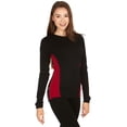 thumbnail image 1 of 100% Merino Wool - Women's Midweight Base Layer - Long Sleeve Crew - Black True Red - Small, 1 of 3