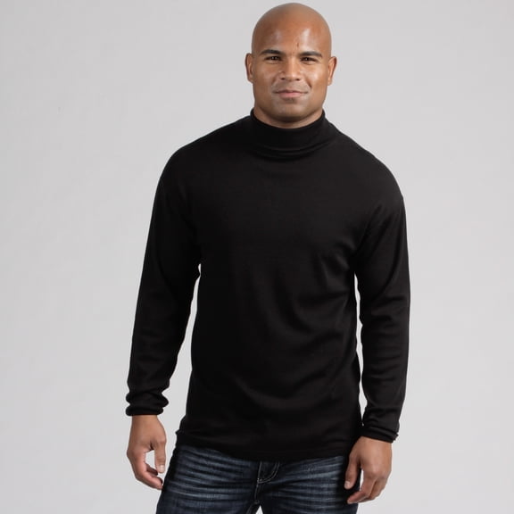 Men's Merino Wool Midweight Rogers Mock Neck - Long Sleeve - Black - Medium