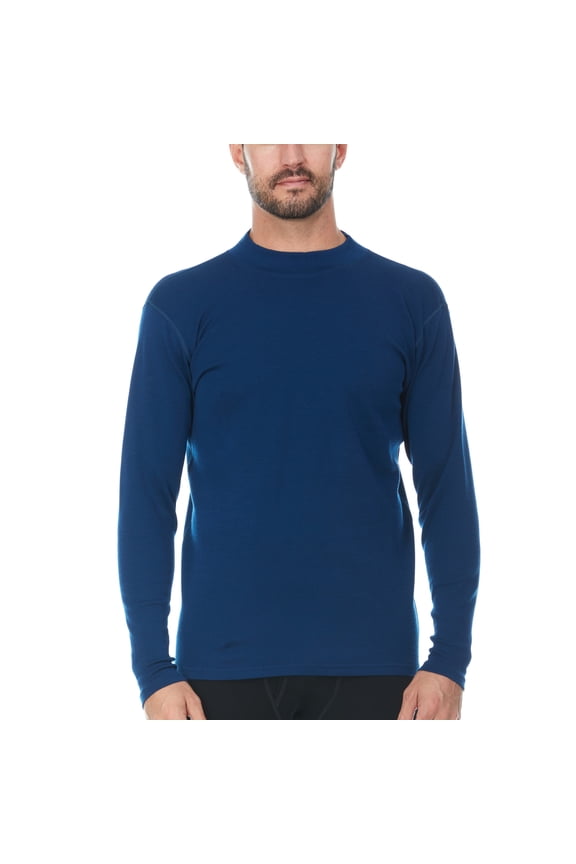 Men's Merino Wool Midweight Rogers Mock Neck - Long Sleeve - Navy - 2X-Large