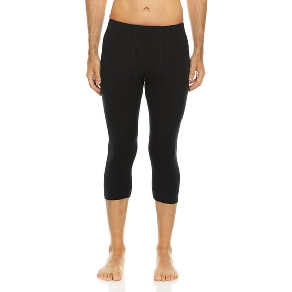 Woolverino - Men's Merino Wool Midweight 3/4 Length Ski Bottom - Black - Large