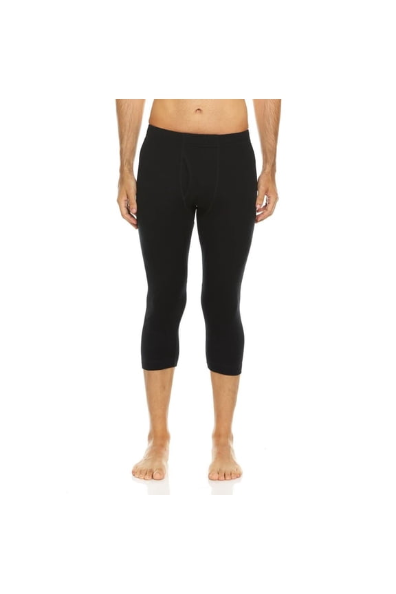 Woolverino - Men's Merino Wool Midweight 3/4 Length Ski Bottom - Black - X-Large