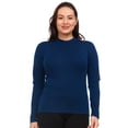 thumbnail image 1 of Women's Merino Wool Midweight Long Sleeve Mock Neck - Navy - Large, 1 of 3