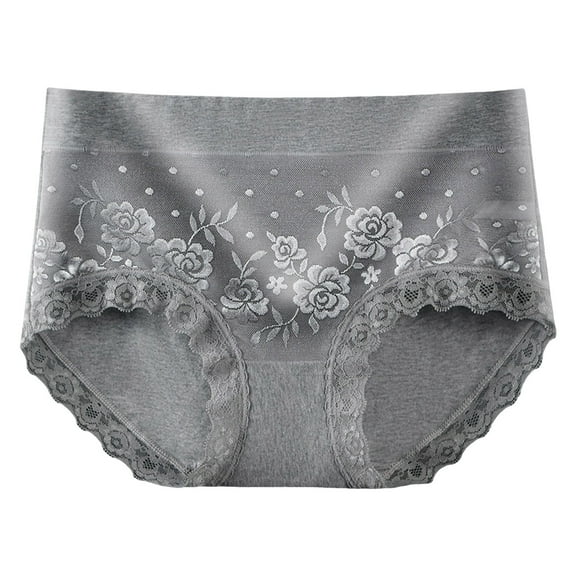 Midwennn Women Fashion Solid Mid Waist Lace Comfortable Breathable Underwear Womens Bikini Panties Microfiber