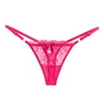 thumbnail image 1 of Midwennn Women Sheer Lace Thong Adjustable Waist Bow Mesh Sexy Seamless Panties Ruffle Panties, 1 of 3