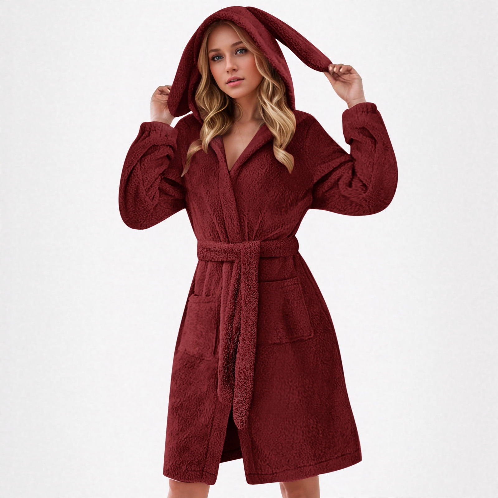 Midwennn Women's Autumn Winter Hoodie Pajamas Soft Cozy Bathrobe Warm ...