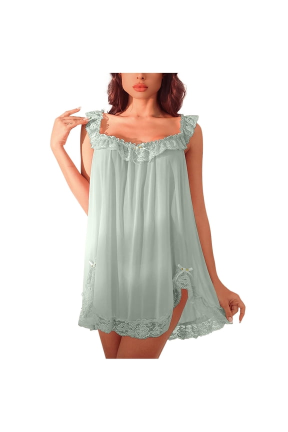 Women's Sleeveless Nightgown Sexy Lace Mesh Chemise Summer Sleepwear Nightie for Women Comfortable Dress Nightgowns Short Sleeve Short Nightgown Women Night Gowns Women's Sleep Shirt Giraffe