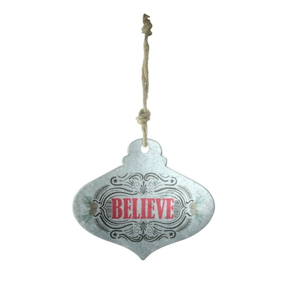 Midwest 14" Silver and Red 'Believe' Onion Wall Hanging Christmas Ornament